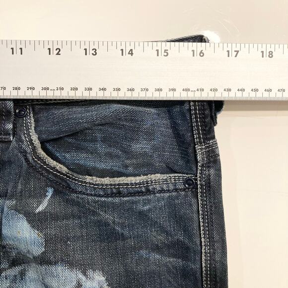 NWOT DIESEL Jeans Men 30x30 ITALY Thanaz Blue Acid Splatter Patchwork Distress - Picture 12 of 16